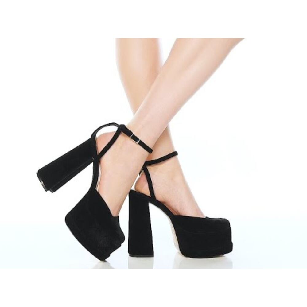 Schutz Luan Platform Heels 11 Black NWOT Mary Janes Ankle Strap Chunky 90s Y2K